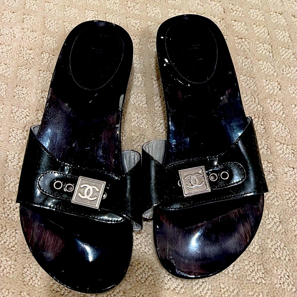 Chanel Y2K vintage slides in black size 38